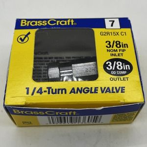 BrassCraft Angle Valve 1/4 Turn 3/8 Inlet x 3/8 Outlet Shut Off G2R15X C1 NOB
